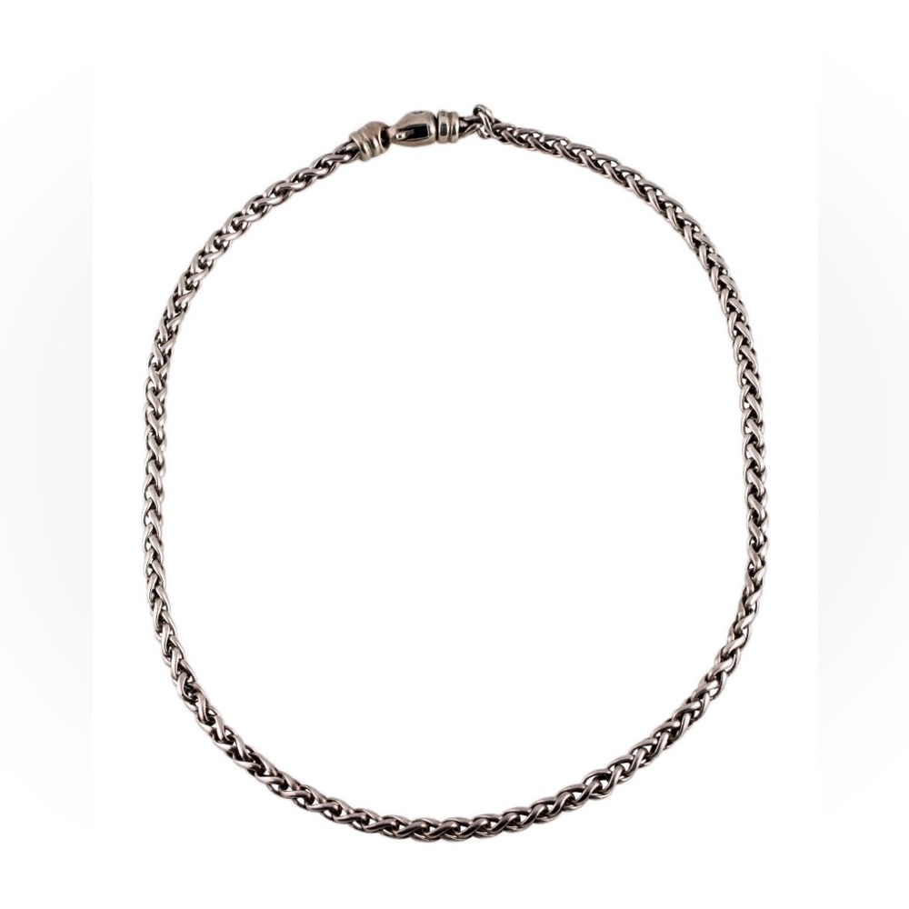David Yurman Silver Wheat Chain Necklace.